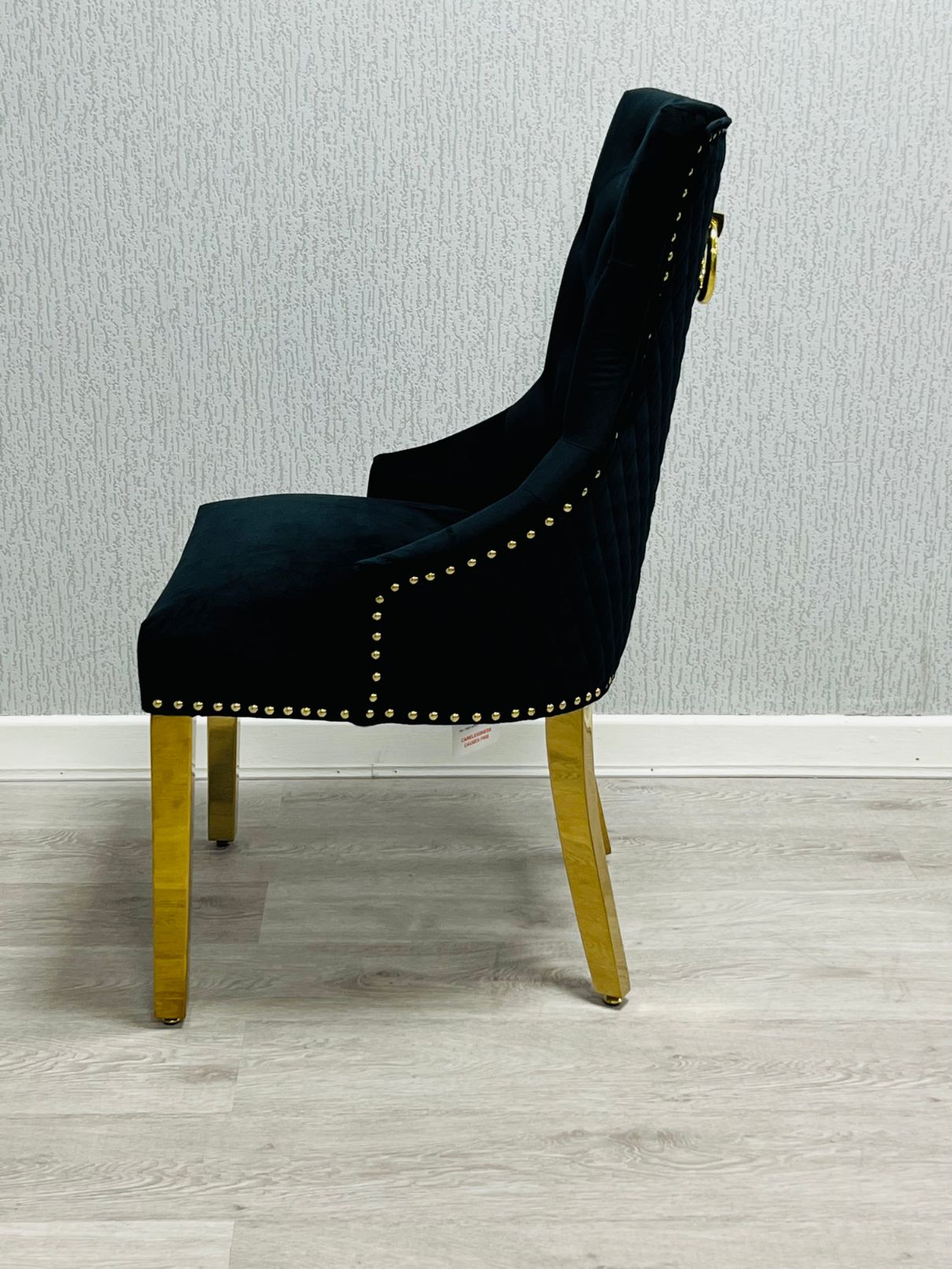 Majestic Black Gold Ring Knocker Velvet Chair