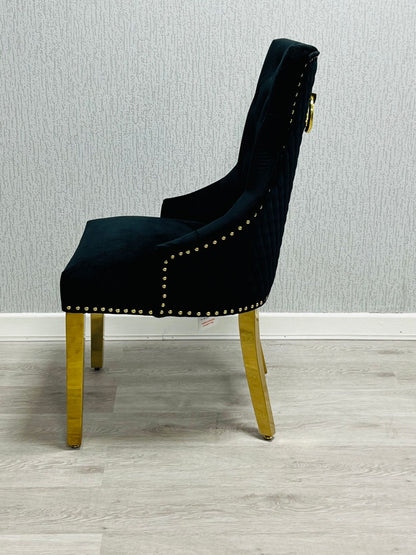 Majestic Black Gold Ring Knocker Velvet Chair
