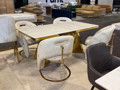 Vegas Cream Gold Dining Chair