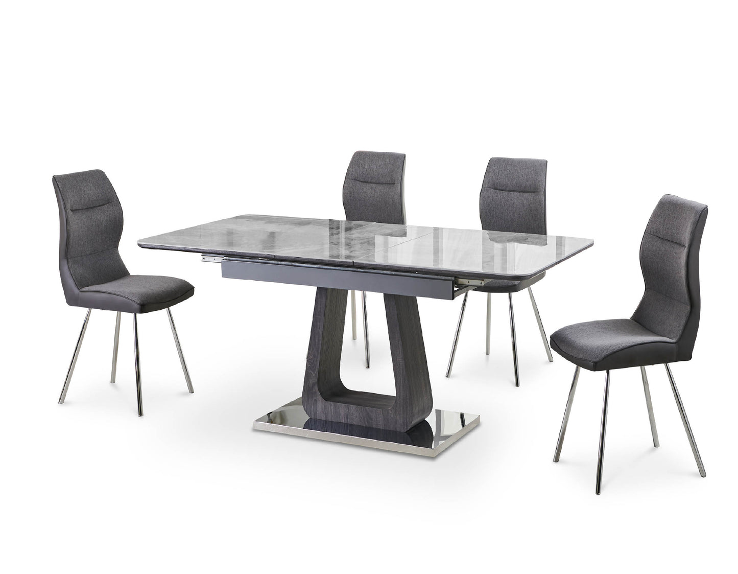 Zermatt 120cm Dining Table (120cm Fixed Top) (Grey Ceramic) with 4 Zermatt Chairs