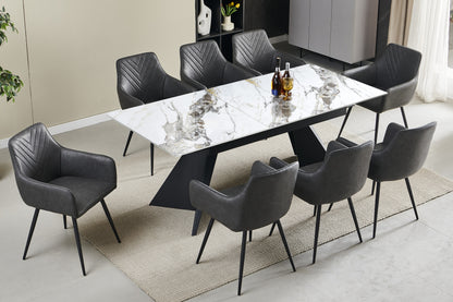 Chicago Extending 180cm to 260cm Cream & Gold Ceramic Table