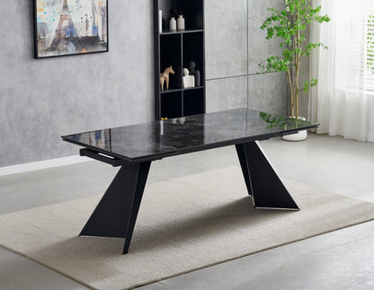 Chicago Extending 180cm to 260cm Black & Gold Ceramic Table
