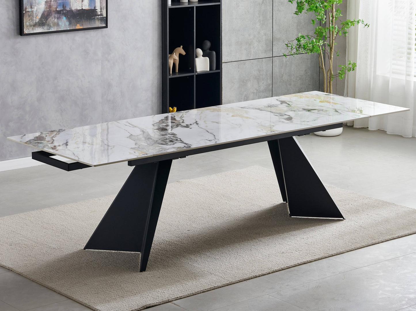 Chicago Extending 180cm to 260cm Cream & Gold Ceramic Table
