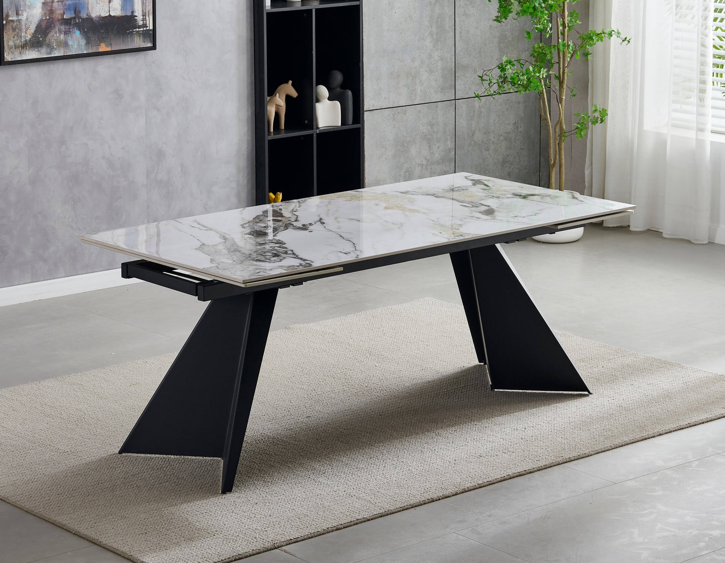 Chicago Extending 180cm to 260cm Cream & Gold Ceramic Table