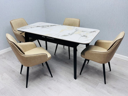 Arizona Extending Cream Gold Ceramic Table