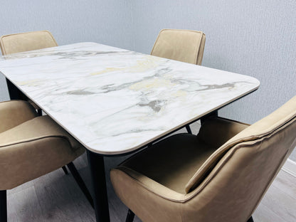 Arizona Extending Cream Gold Ceramic Table