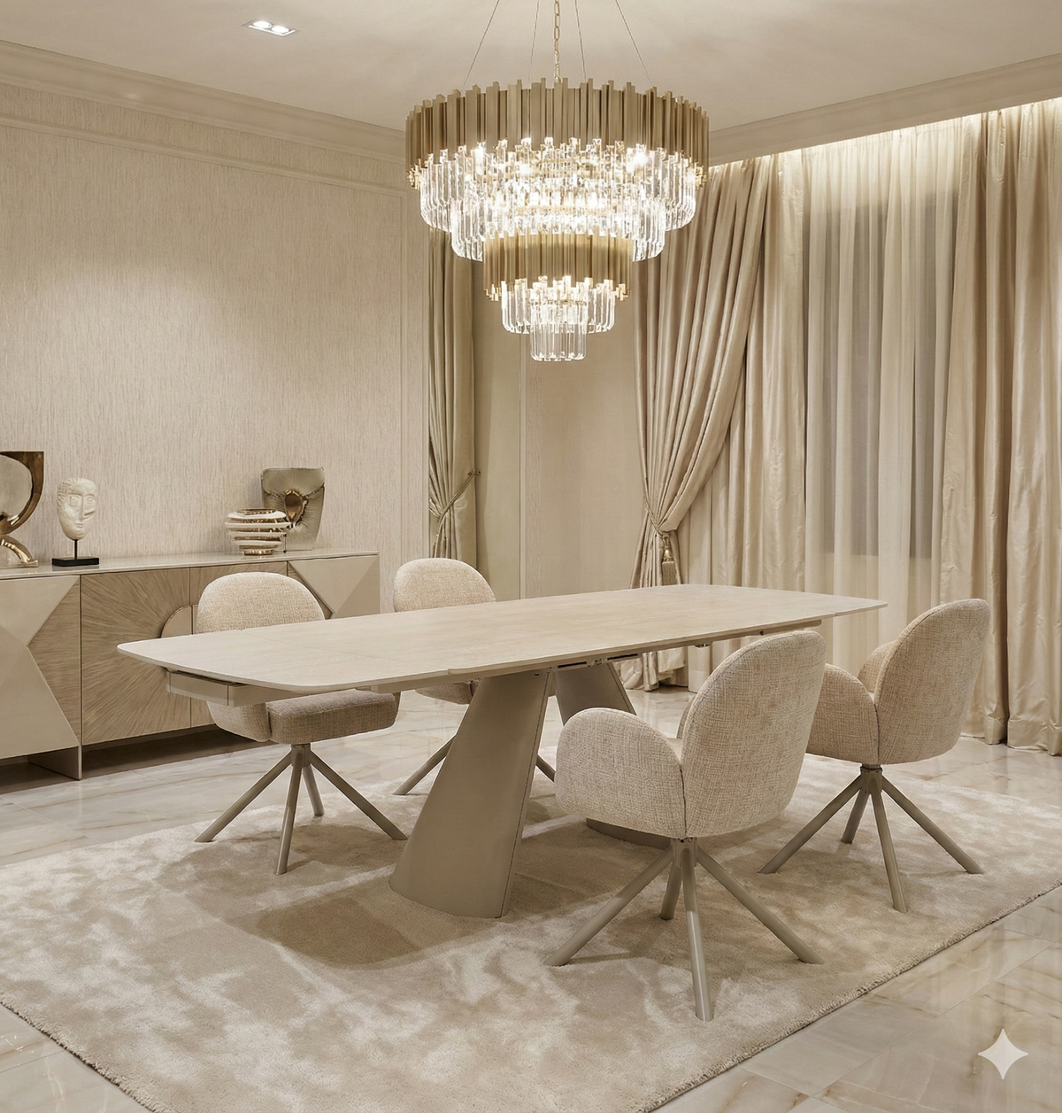 Gstaad Extendable Stone Dining Set