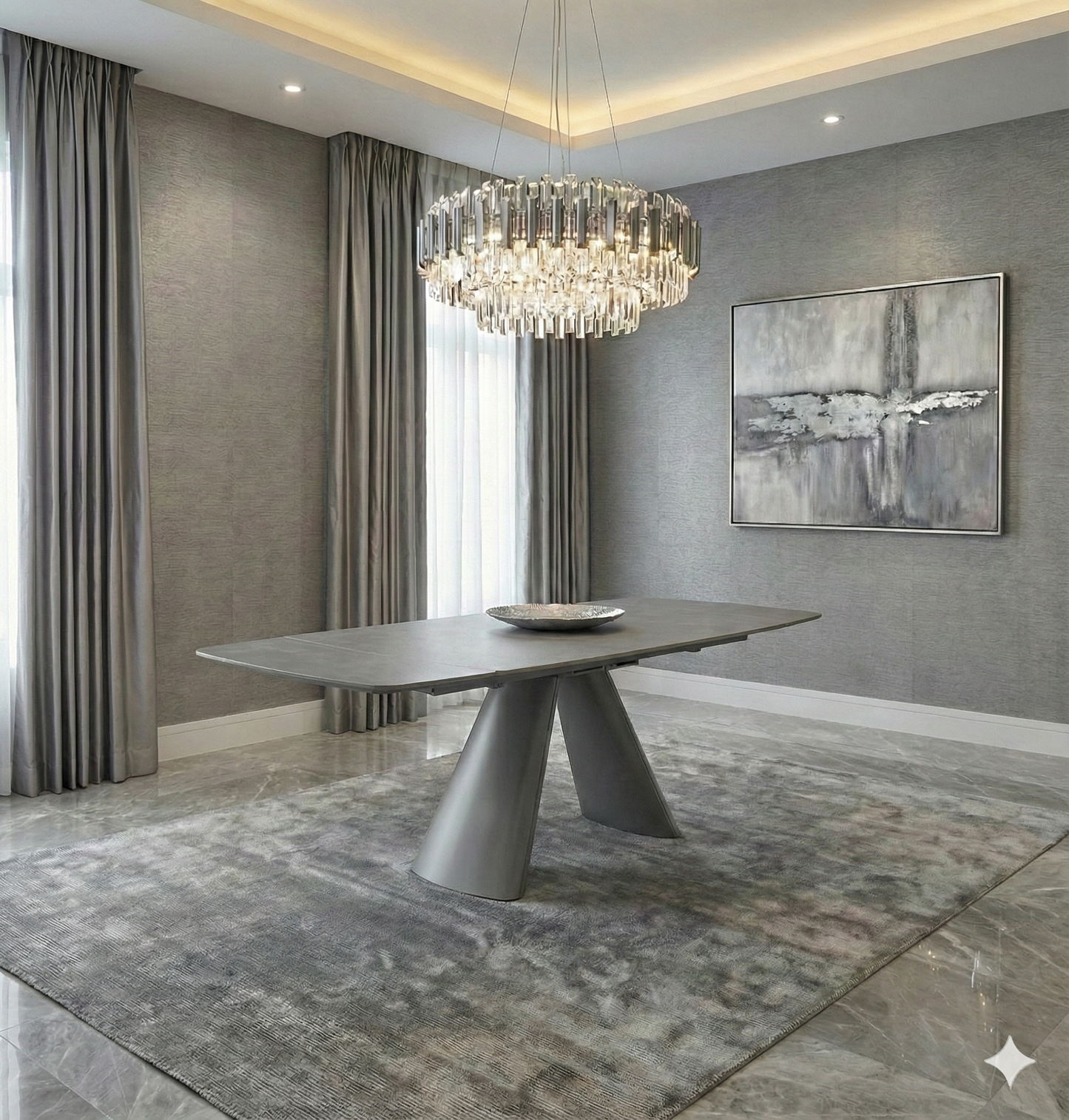 Gstaad Grey Extendable Stone Table