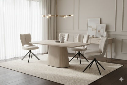 Davos Beige Oval Ceramic Dining Table
