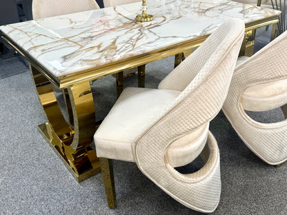 Arianna White and Gold Dining Table 180cm
