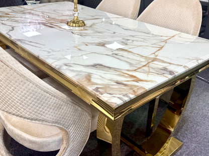 Arianna White and Gold Dining Table 180cm