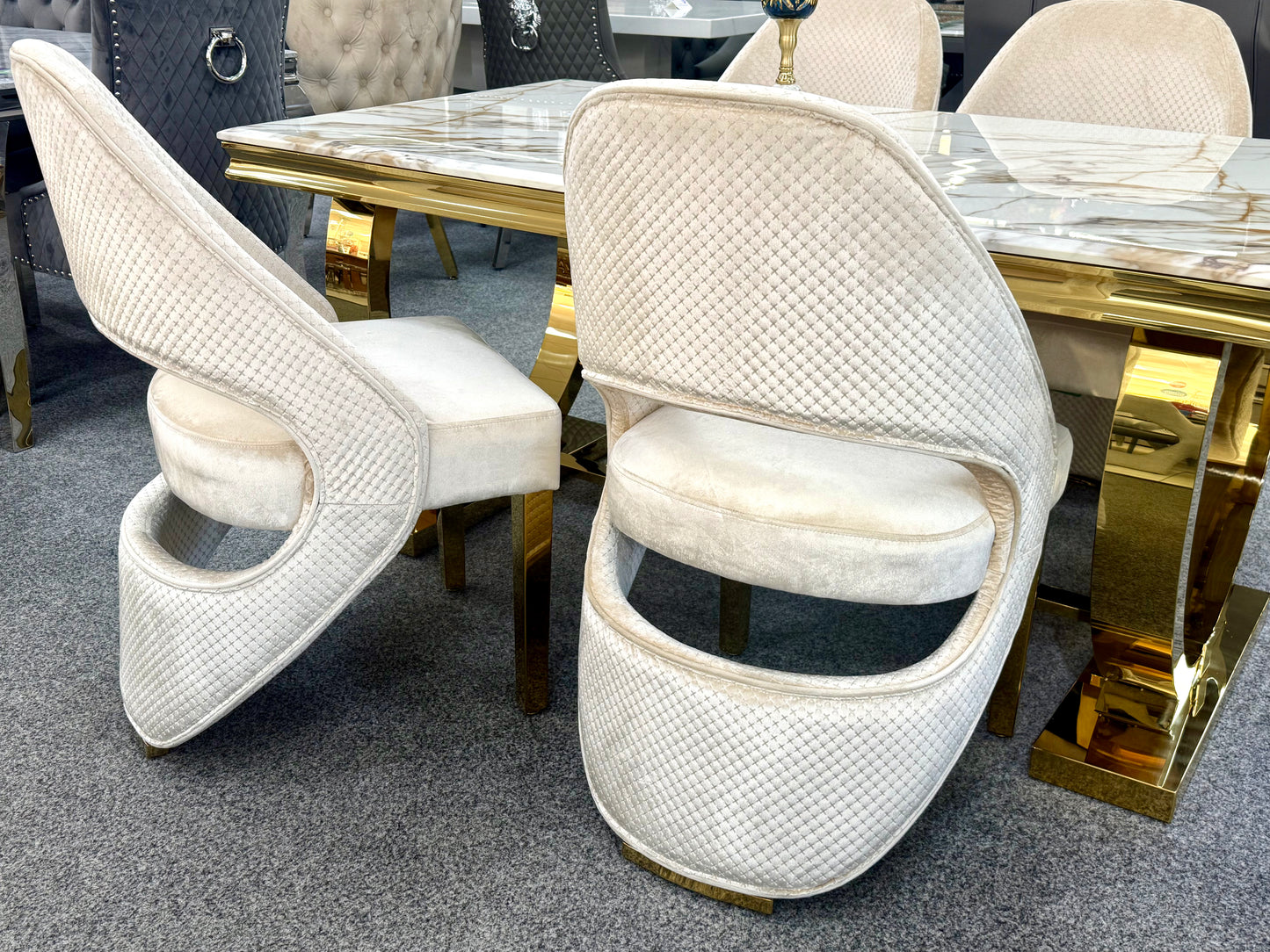 Arianna White and Gold Dining Table 180cm