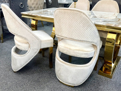 Arianna White and Gold Dining Table 180cm