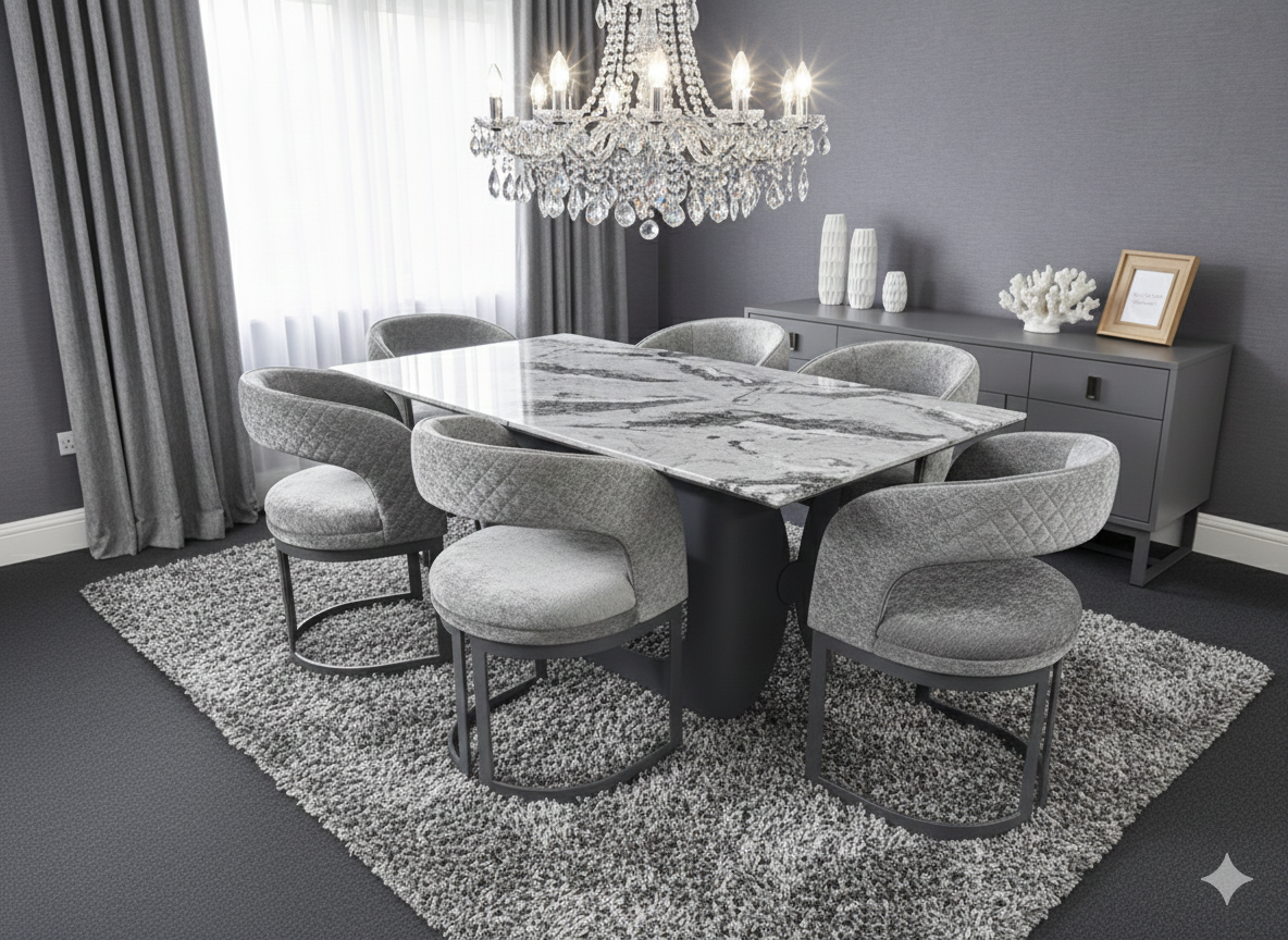 Lina Grey Marble Dining Table