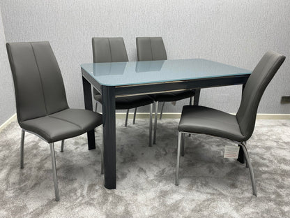Morano Dining Set Grey with 4 Grey Carlo Chairs
