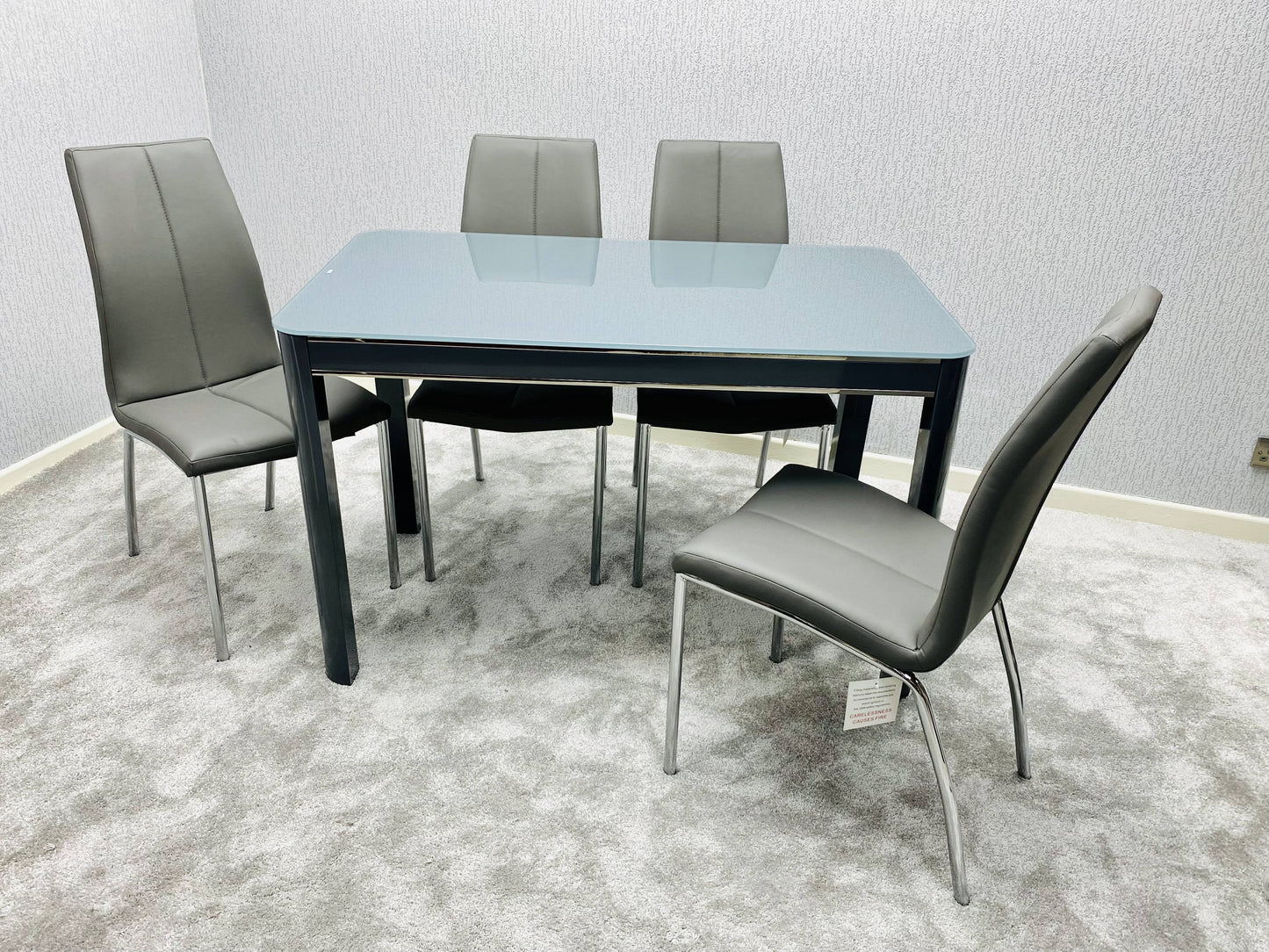 Morano Dining Set Grey with 4 Grey Carlo Chairs