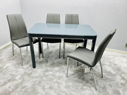 Morano Dining Set Grey with 4 Grey Carlo Chairs