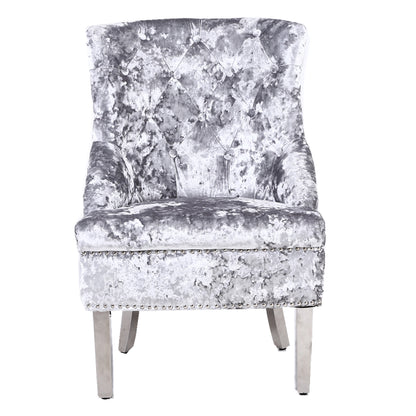 Majestic Silver Crushed Velvet Wing Chair