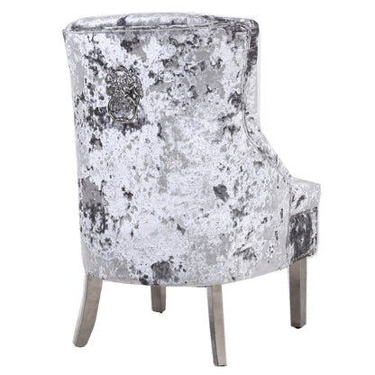 Majestic Silver Crushed Velvet Wing Chair