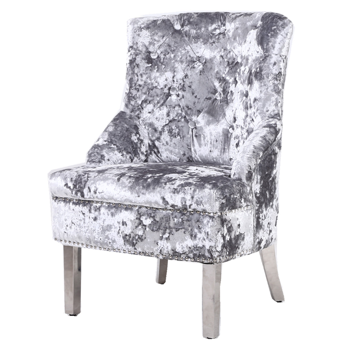 Majestic Silver Crushed Velvet Wing Chair
