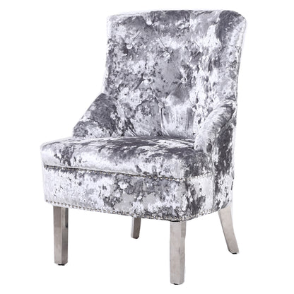 Majestic Silver Crushed Velvet Wing Chair
