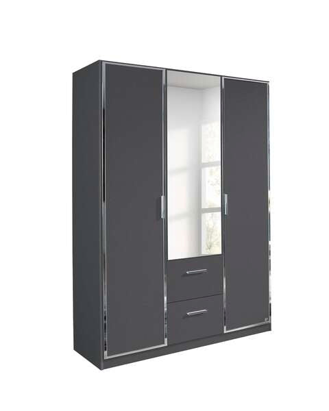 Marl Rauch 3 Hinged Door Wardrobe With Crystal Glass Mirror 