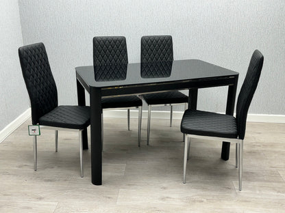 Morano Dining Set with 4 Carlo Chairs