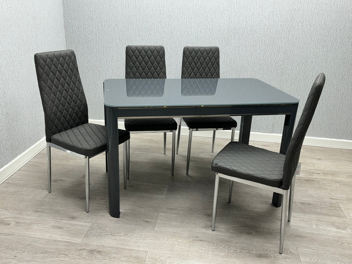 Morano Dining Set with 4 Carlo Chairs