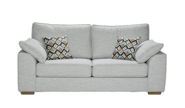 Oslo 3 Seater Sofa In Urban Cloud Fabric With Vader Mustard Scatters 
