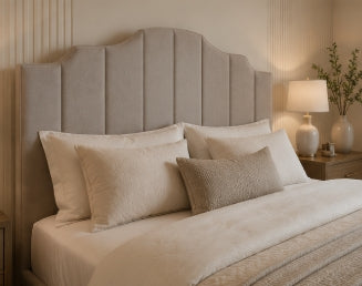Crown Luxury Bespoke Bed In Custom Velvet Fabric Upholstery and Gaslift Storage Option