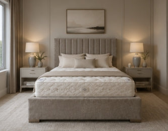 Tokyo Bespoke Bed Available in a Range of Velvet Fabrics and Gaslift Storage Option