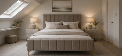 Osaka Bespoke Bed In Various Velvet Fabric Materials and Gaslift Storage Option