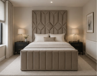 Elegance Luxury Bespoke Bed Upholstery in Various Fabrics and Gaslift Storage Option
