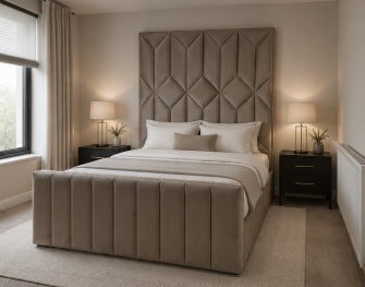 Elegance Luxury Bespoke Bed Upholstery in Various Fabrics and Gaslift Storage Option