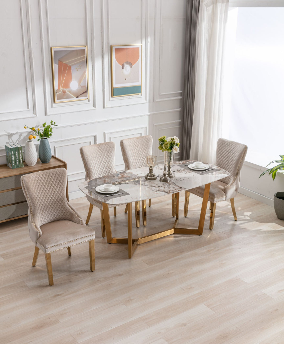 Sorrento Ceramic Gold Dining Table