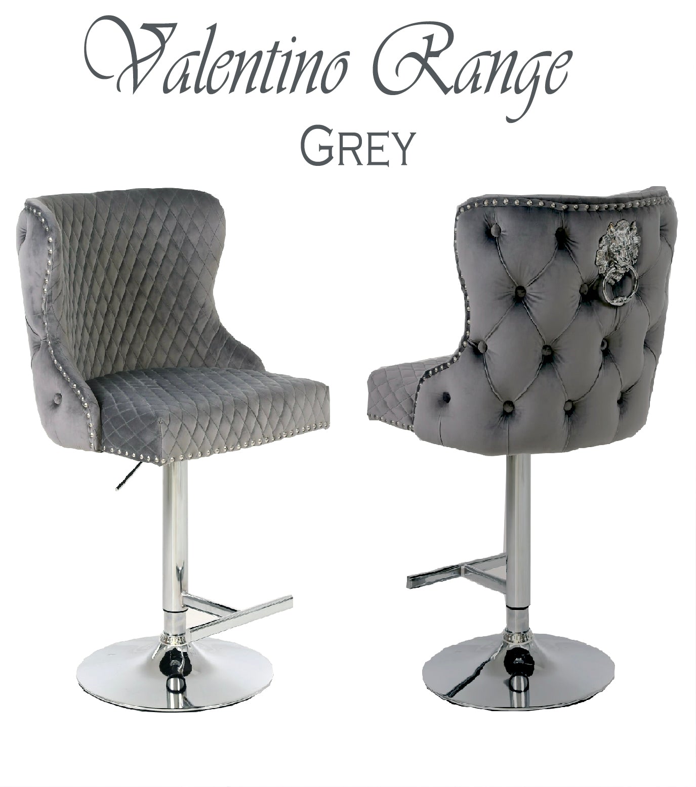 Valentino Grey Velvet Bar Stool