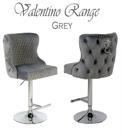 Valentino Grey Velvet Bar Stool