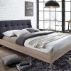 Grey Fabric and Beech Fabric Bed 2